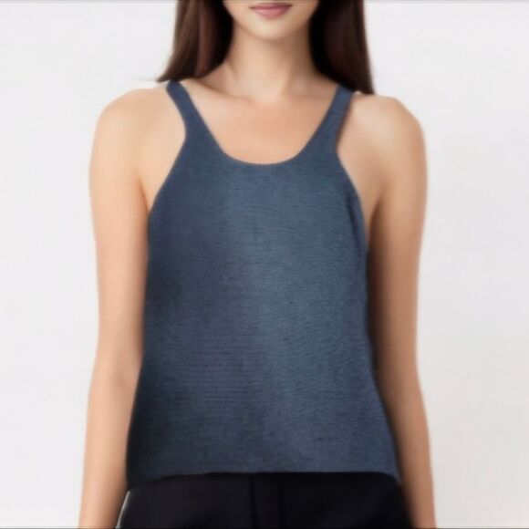 Vince Black Crochet Knit Cotton Tank Size Small - Picture 1 of 6